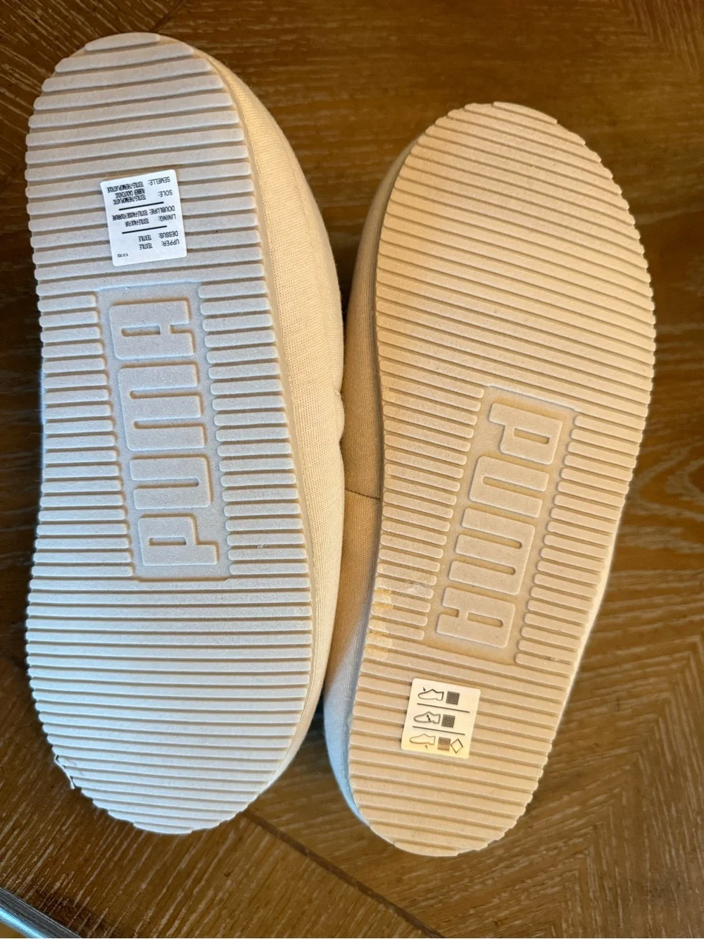 Puma Cream Faux-Fur Lined Slip-On Slippers with Black Logo